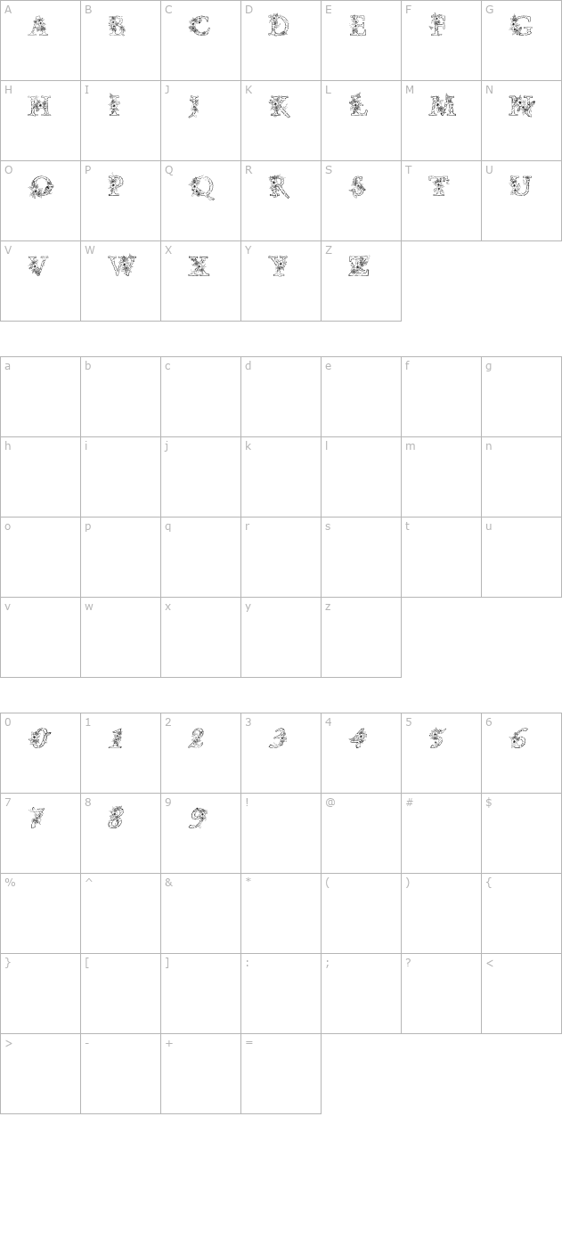 floralbutterfly-letters character map