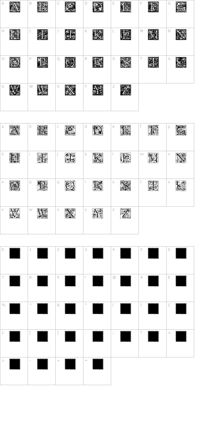 florana-initials character map