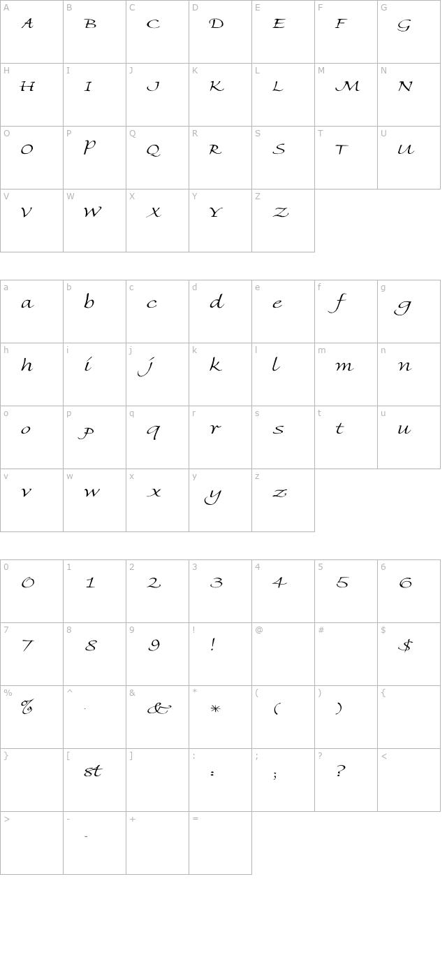 Florence-Light Wd character map