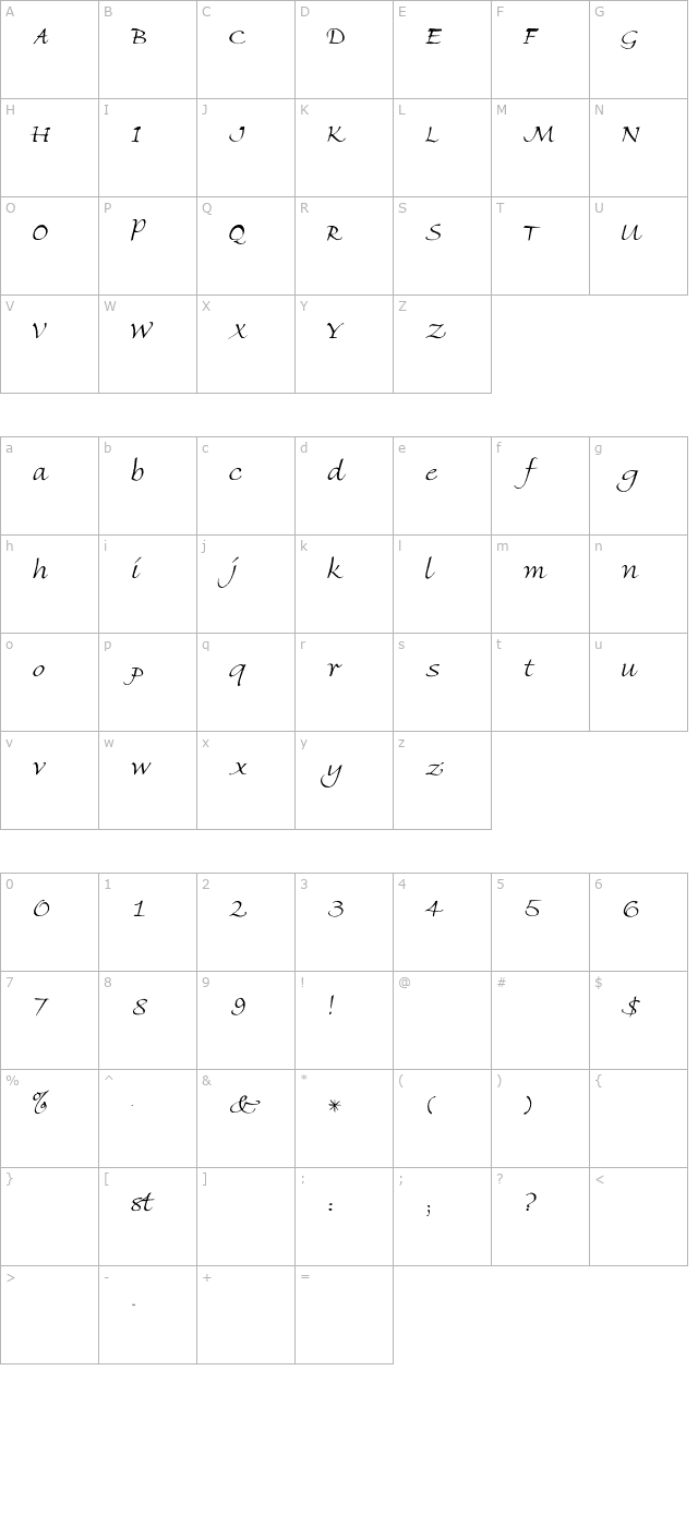 Florence-Light character map