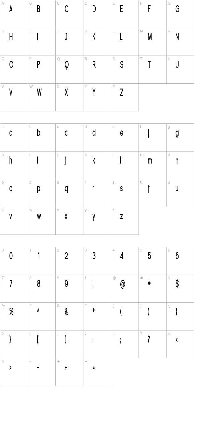 Florencesans Comp Bold character map