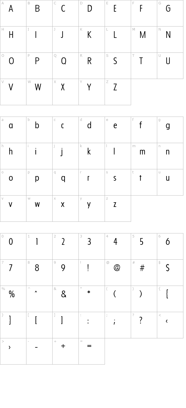 Florida-Light character map