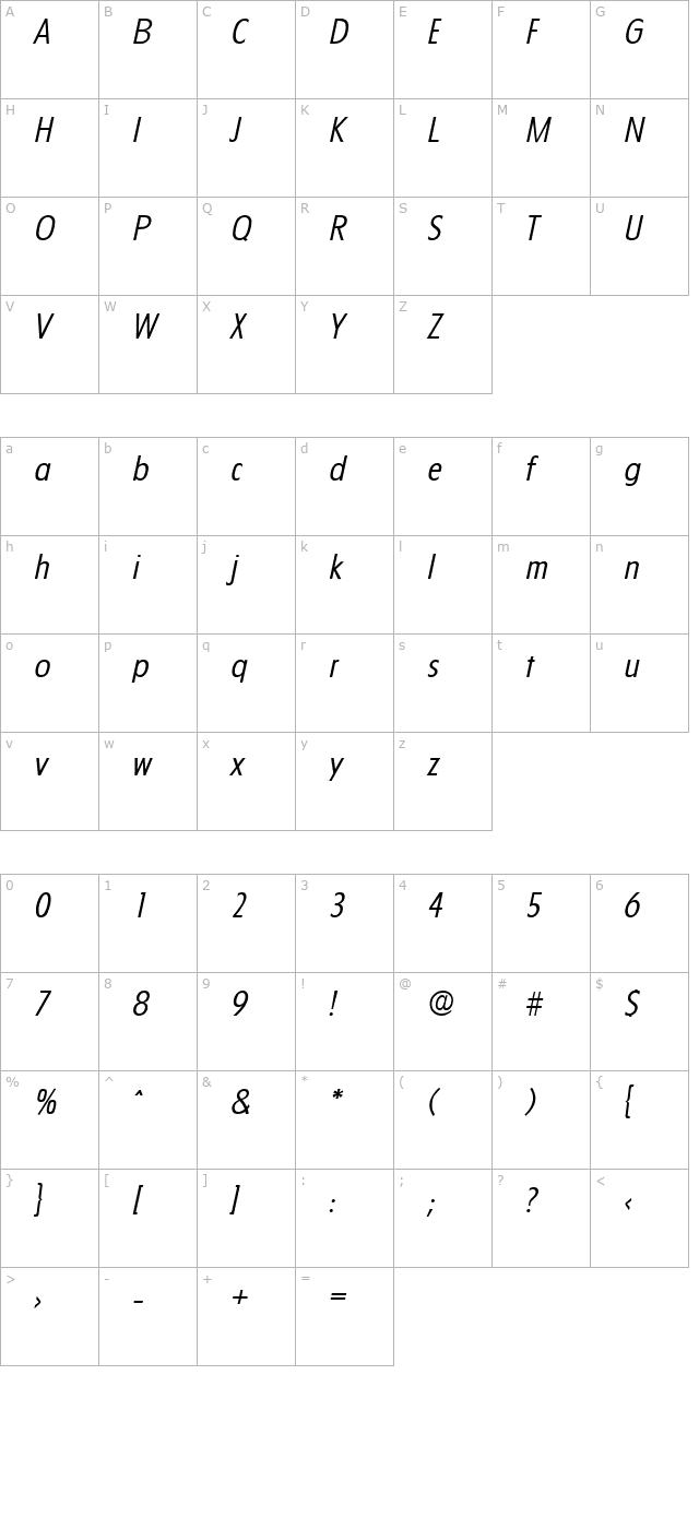 Florida-LightIta character map