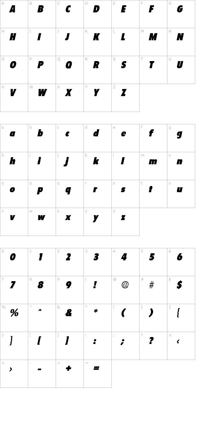 Florida-Serial-Black-RegularItalic character map