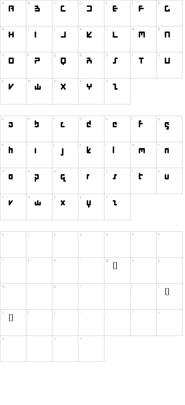 Flotsam Stiff Upper character map