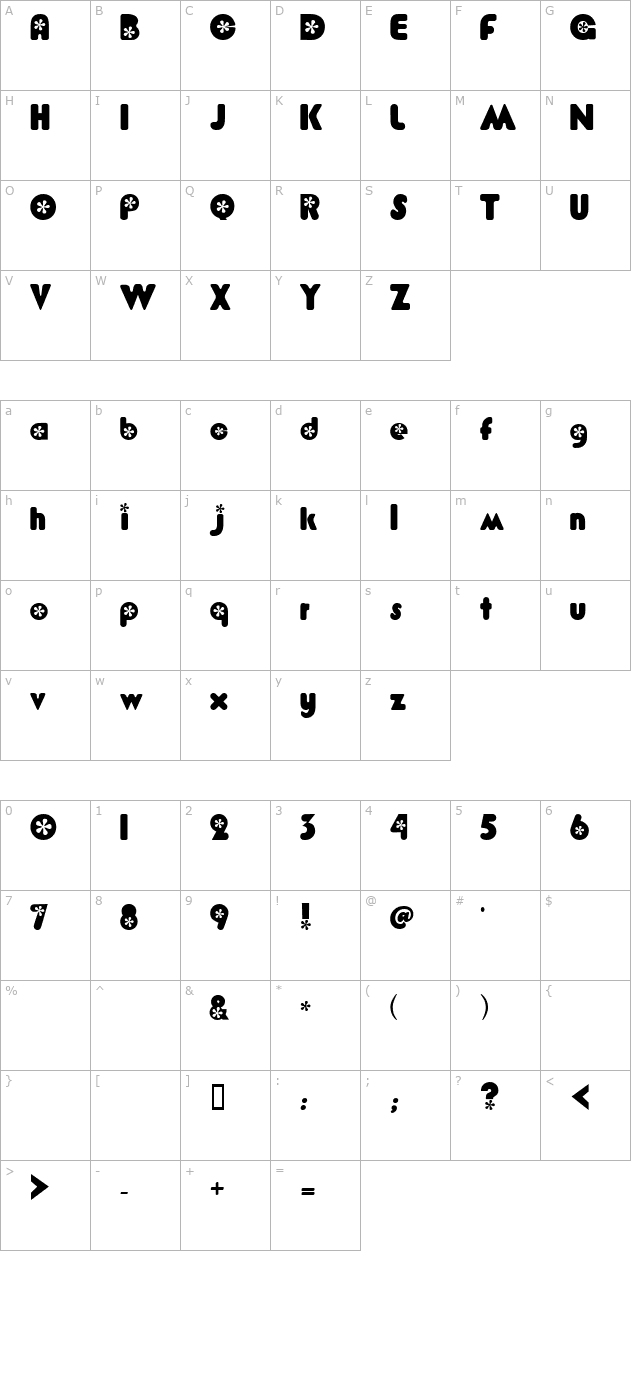 Flower Bold character map