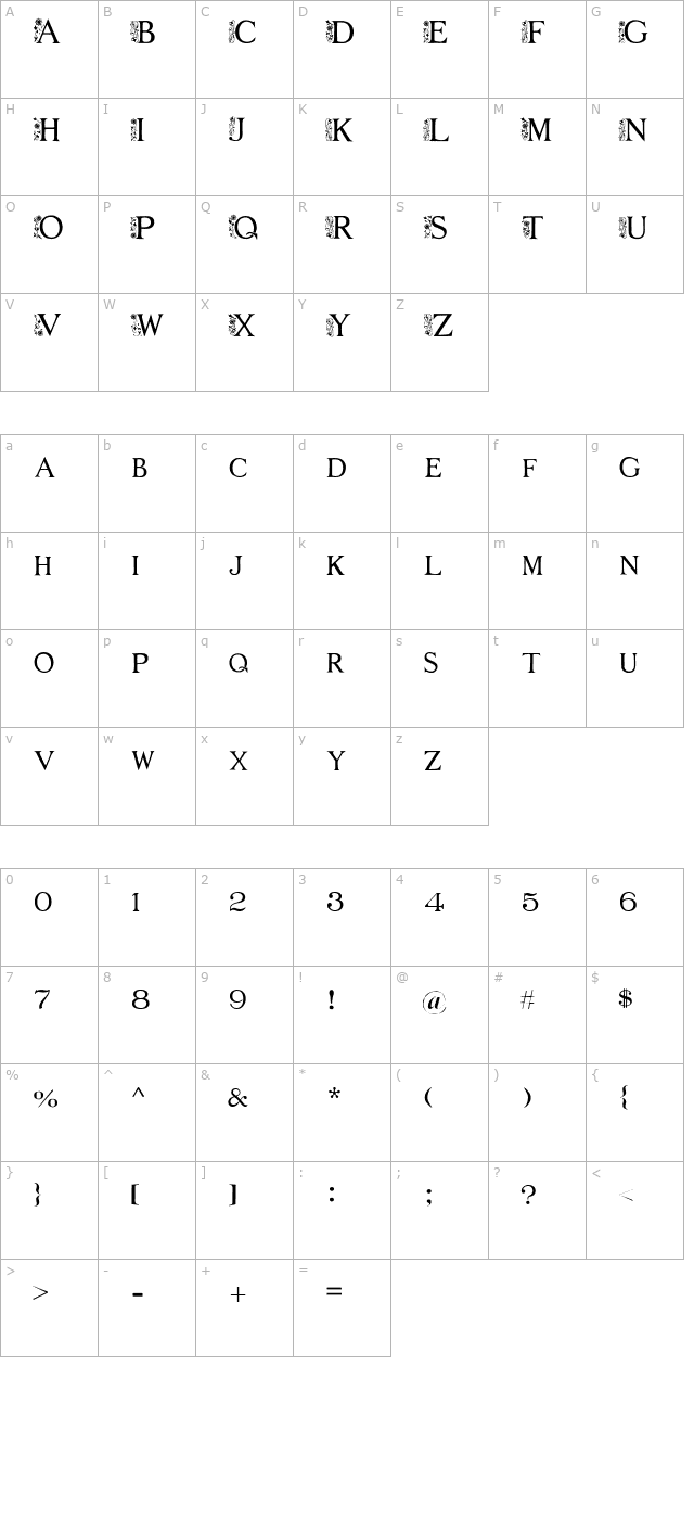 FLOWER GARDEN character map