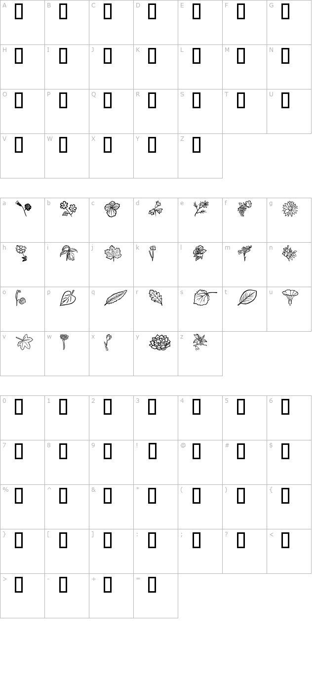 Flower Show character map