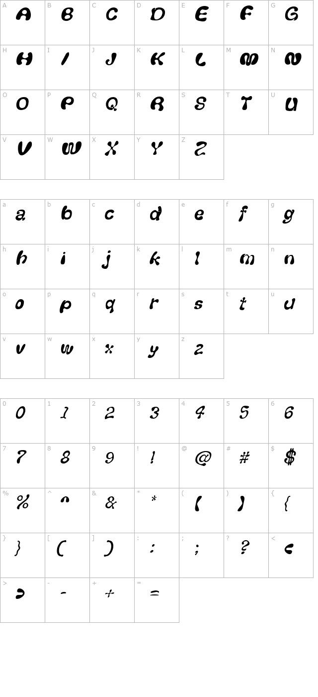 fluf-oblique character map