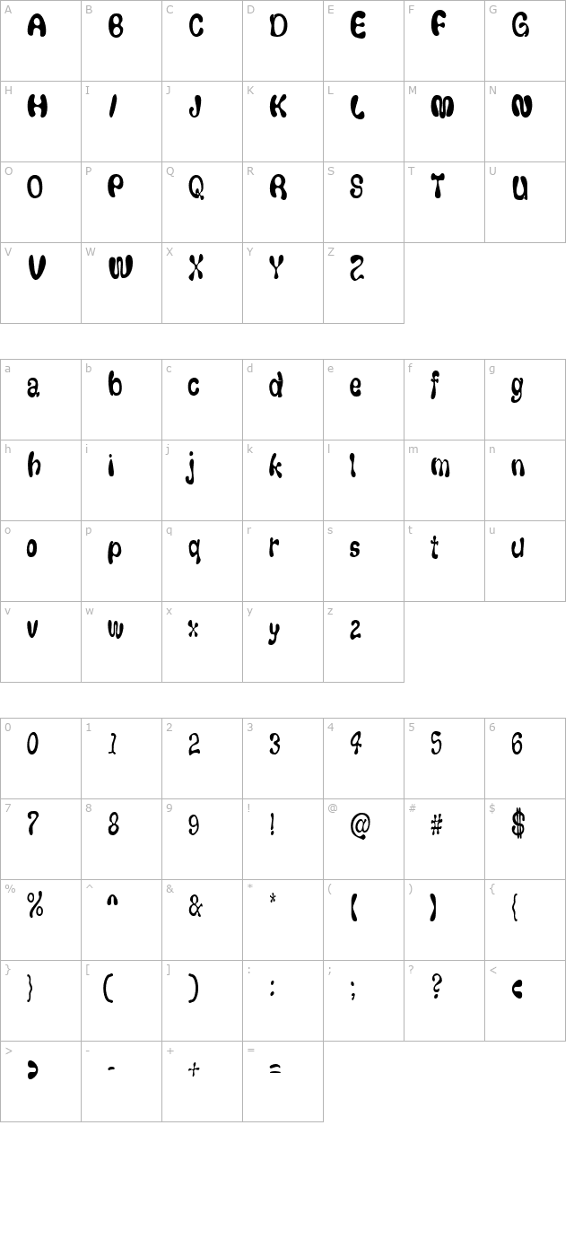 FlufCondensed character map