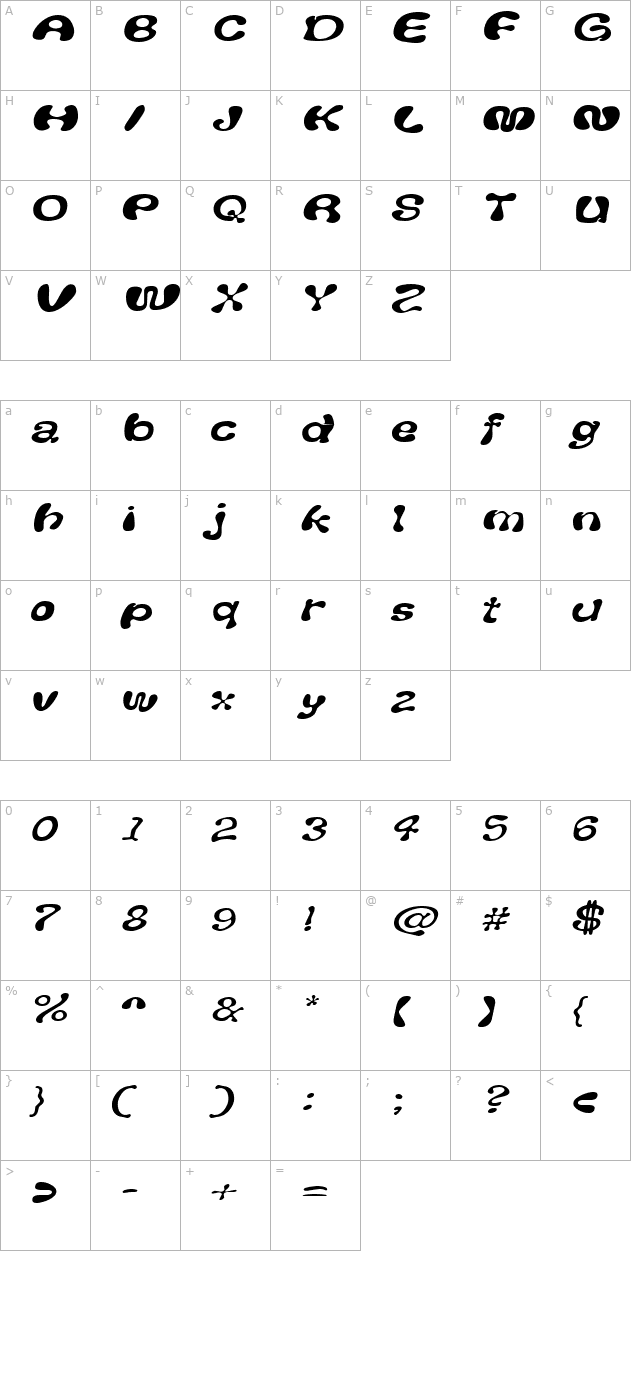 FlufExtended Oblique character map