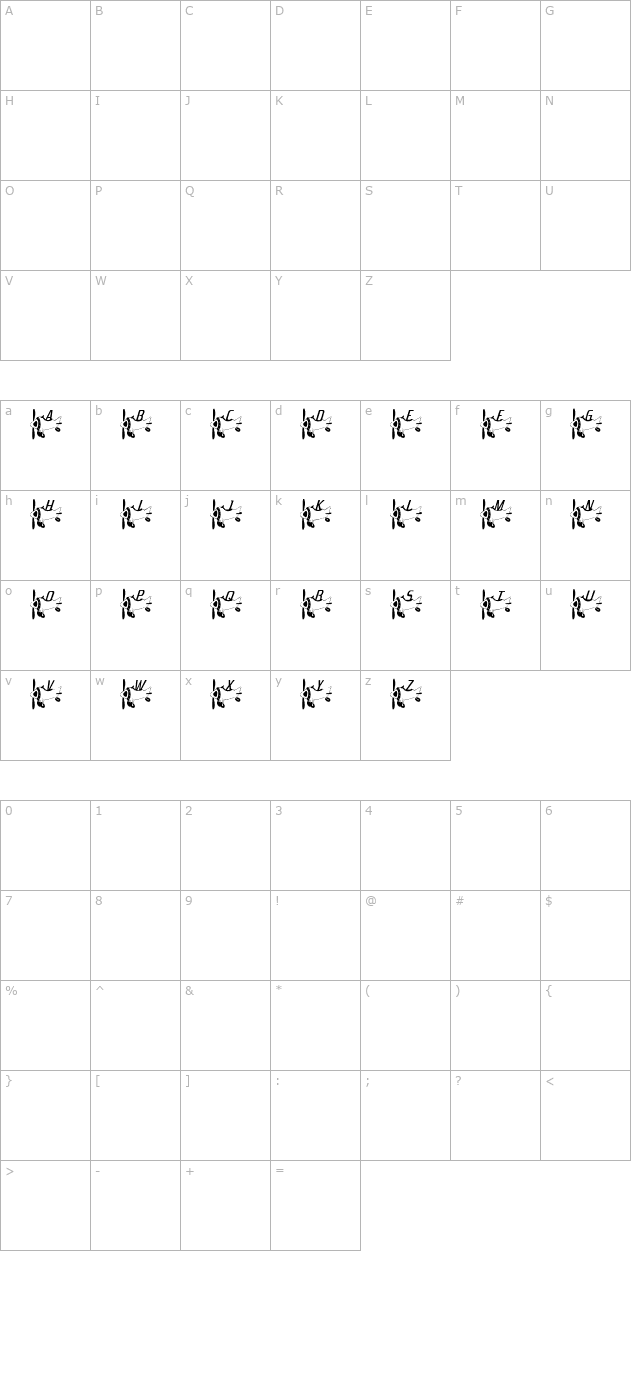 Flyaway character map