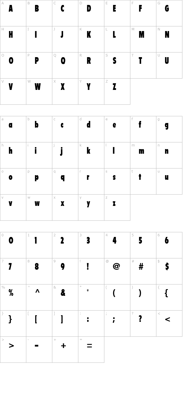 Flyer-ExtraBlackCondensed character map