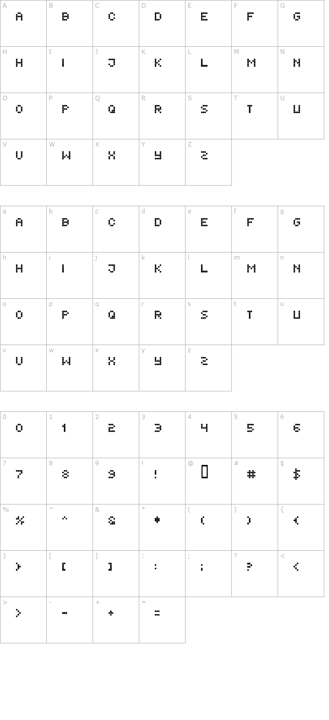 Flytningar character map