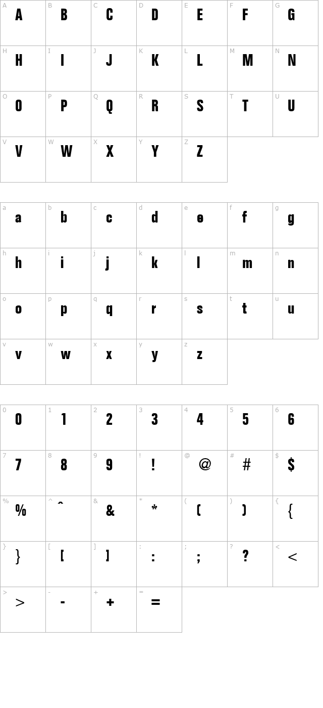 FocusCond-Bold character map