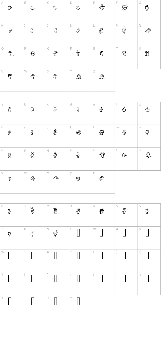 font-heads character map