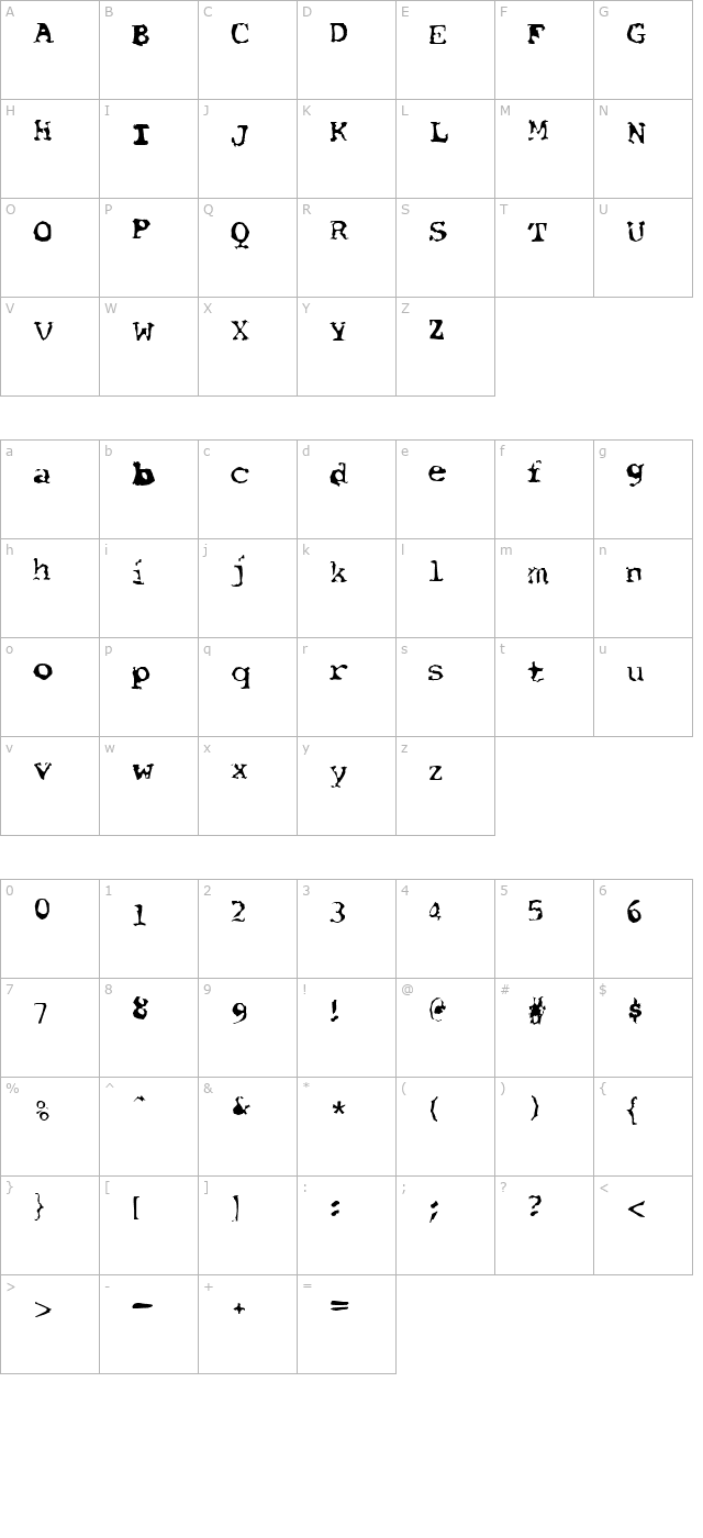 font-pirate character map