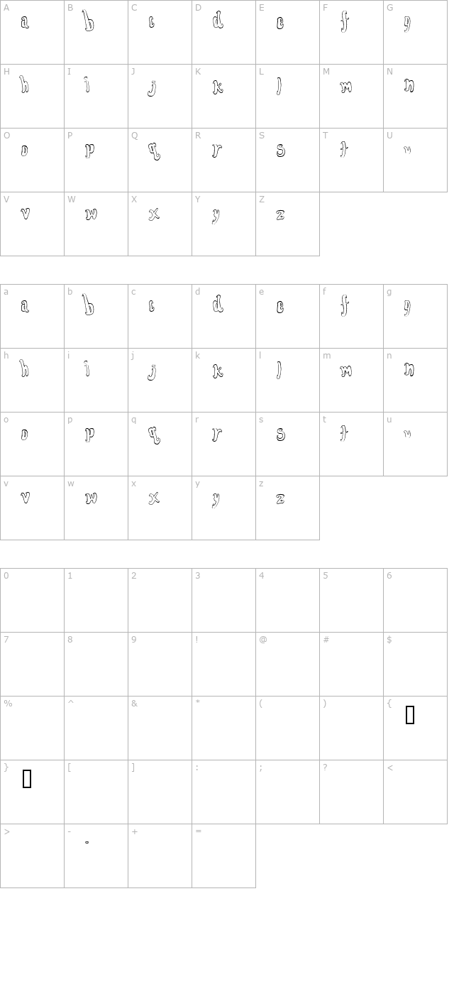 FontForTheDumped Outline character map