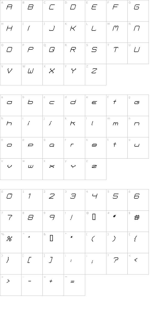 fontmakers-choice-italic character map