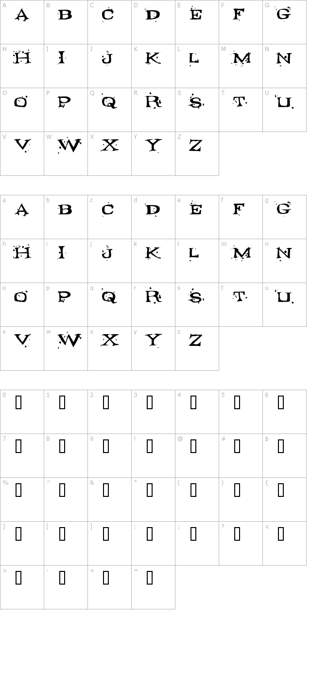 Fontocide character map