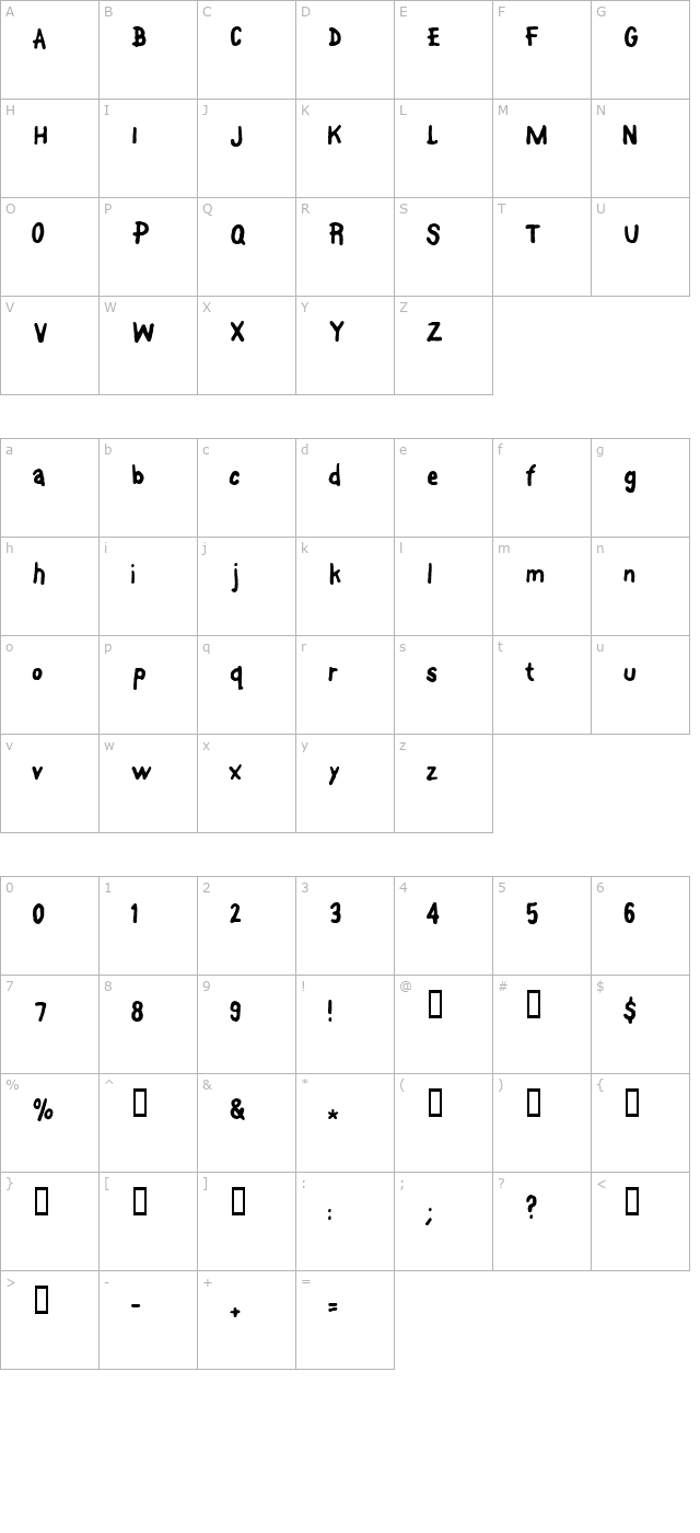 fontonastick character map