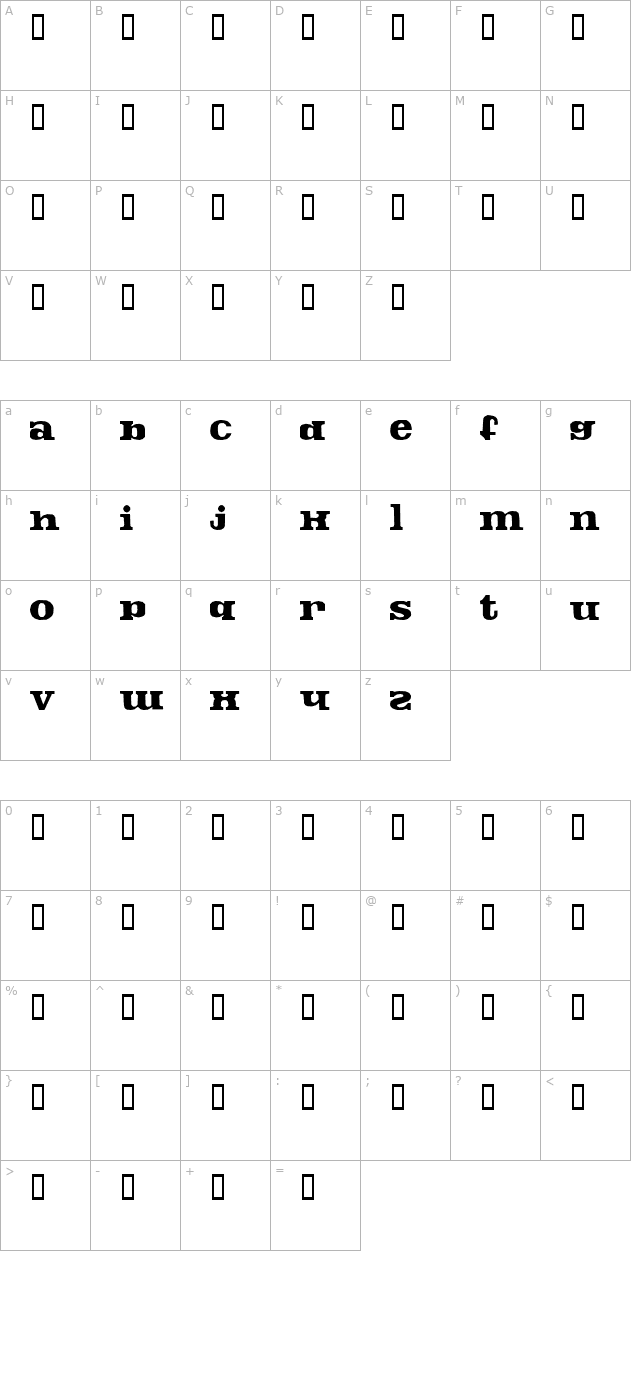 FontosCrude character map