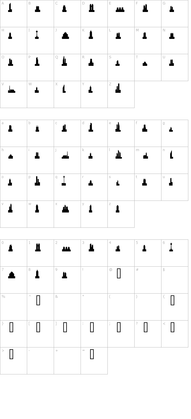 fontoville-at-night character map