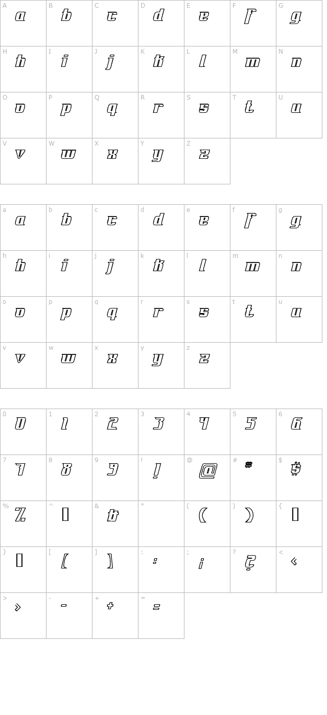 Fontovision IV outline character map