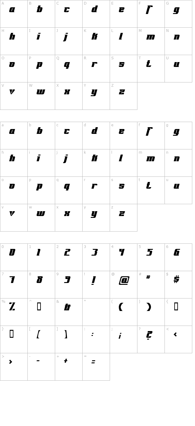 fontovision character map