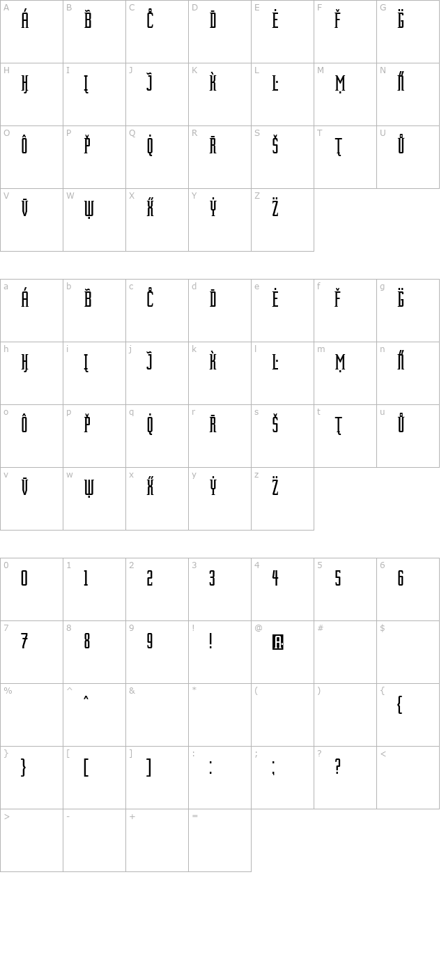 ForeignSheetMetal character map