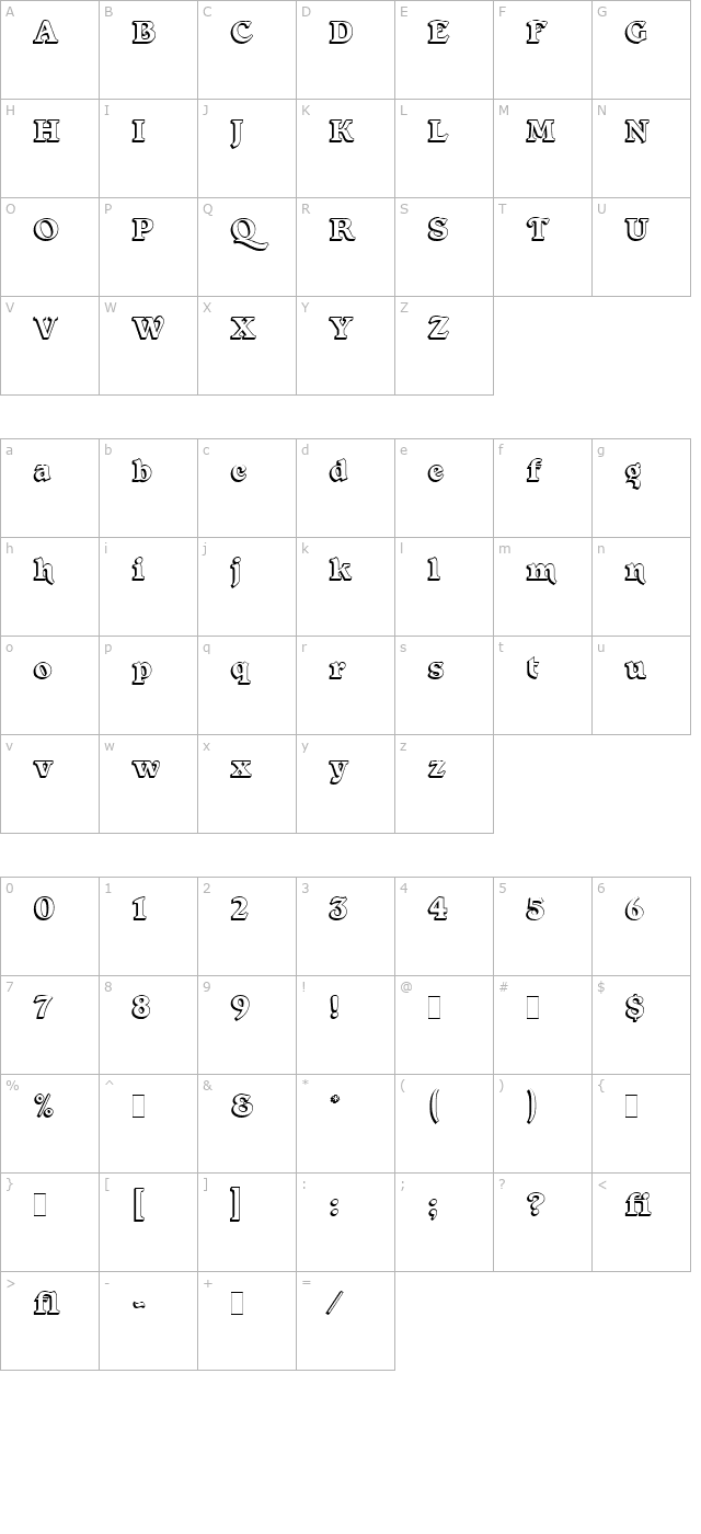 Forest Shaded LET Plain1.0 character map