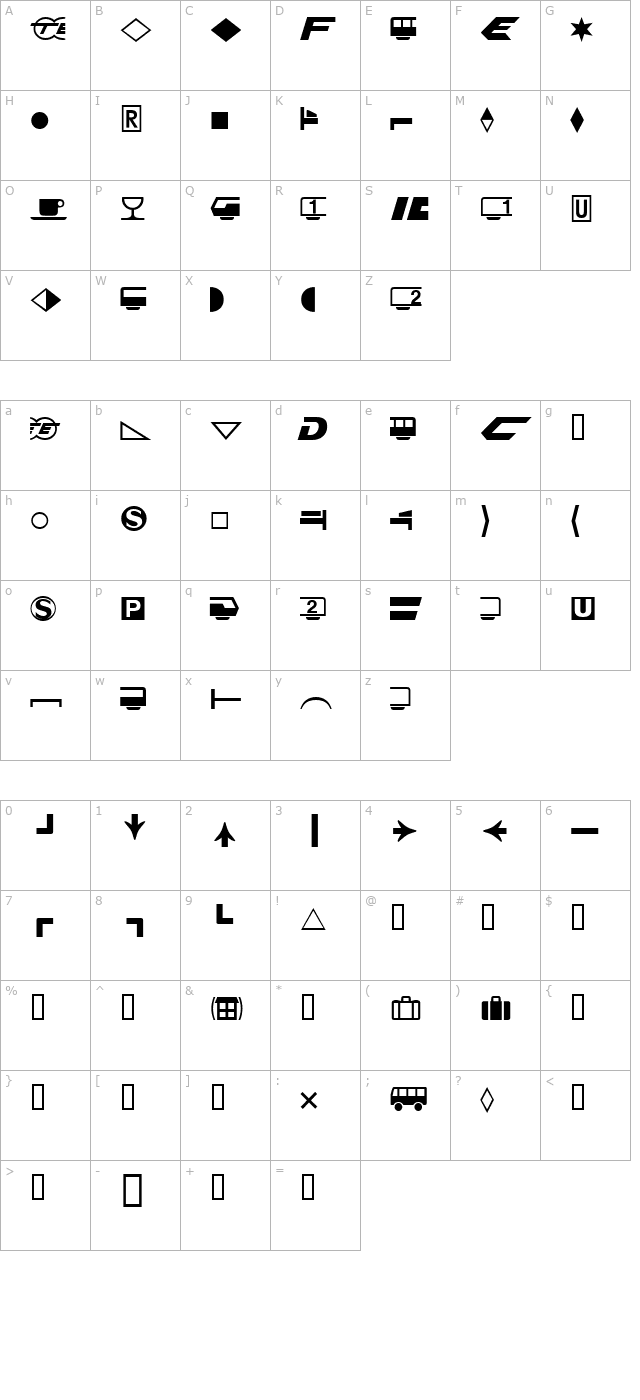 FormatPiThreeSSi character map