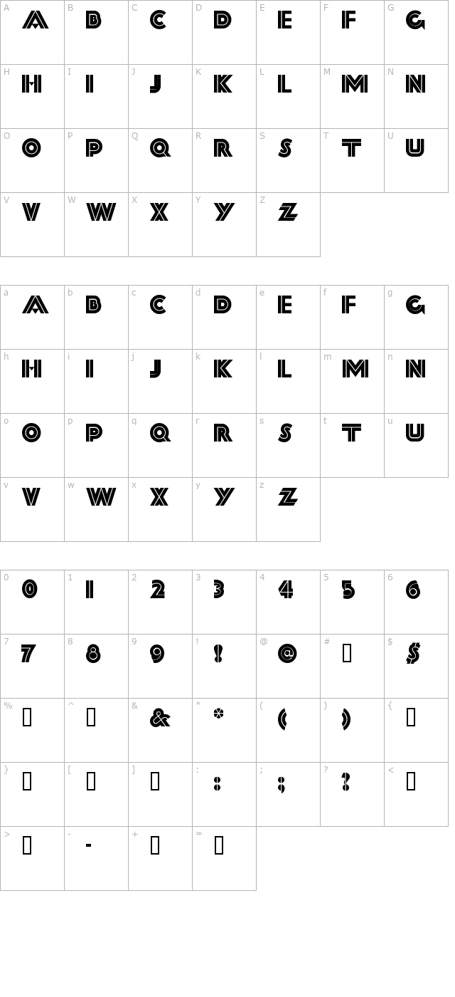 Forty Second Street character map