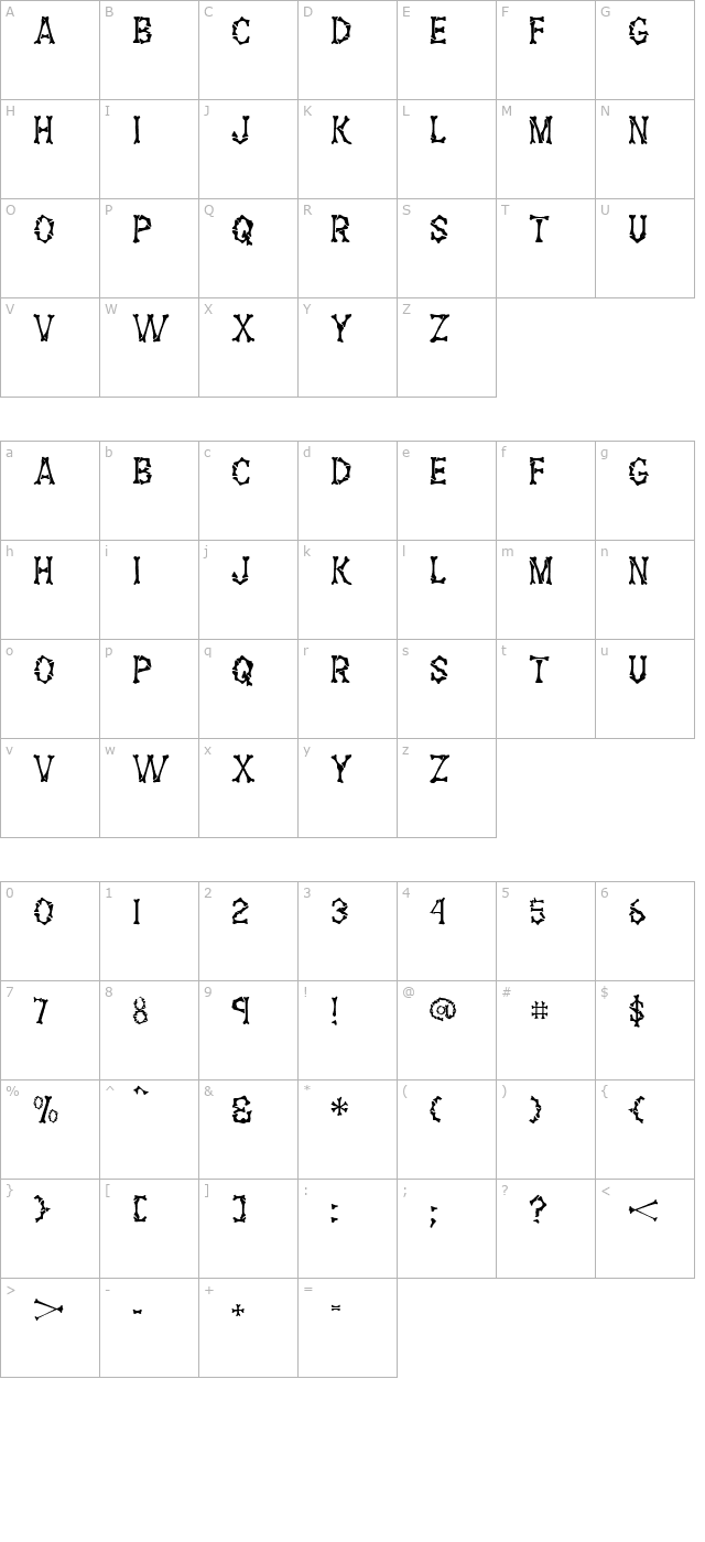 Fossil Regular character map