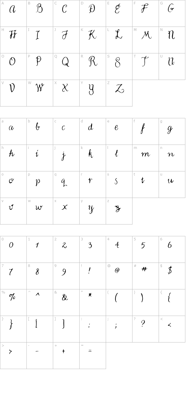 Fountain Pen character map