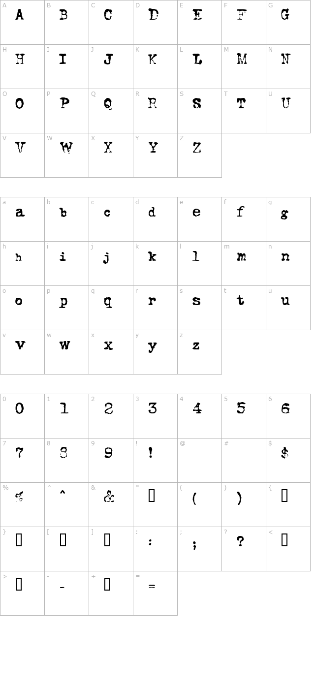 FoxScript Normal character map