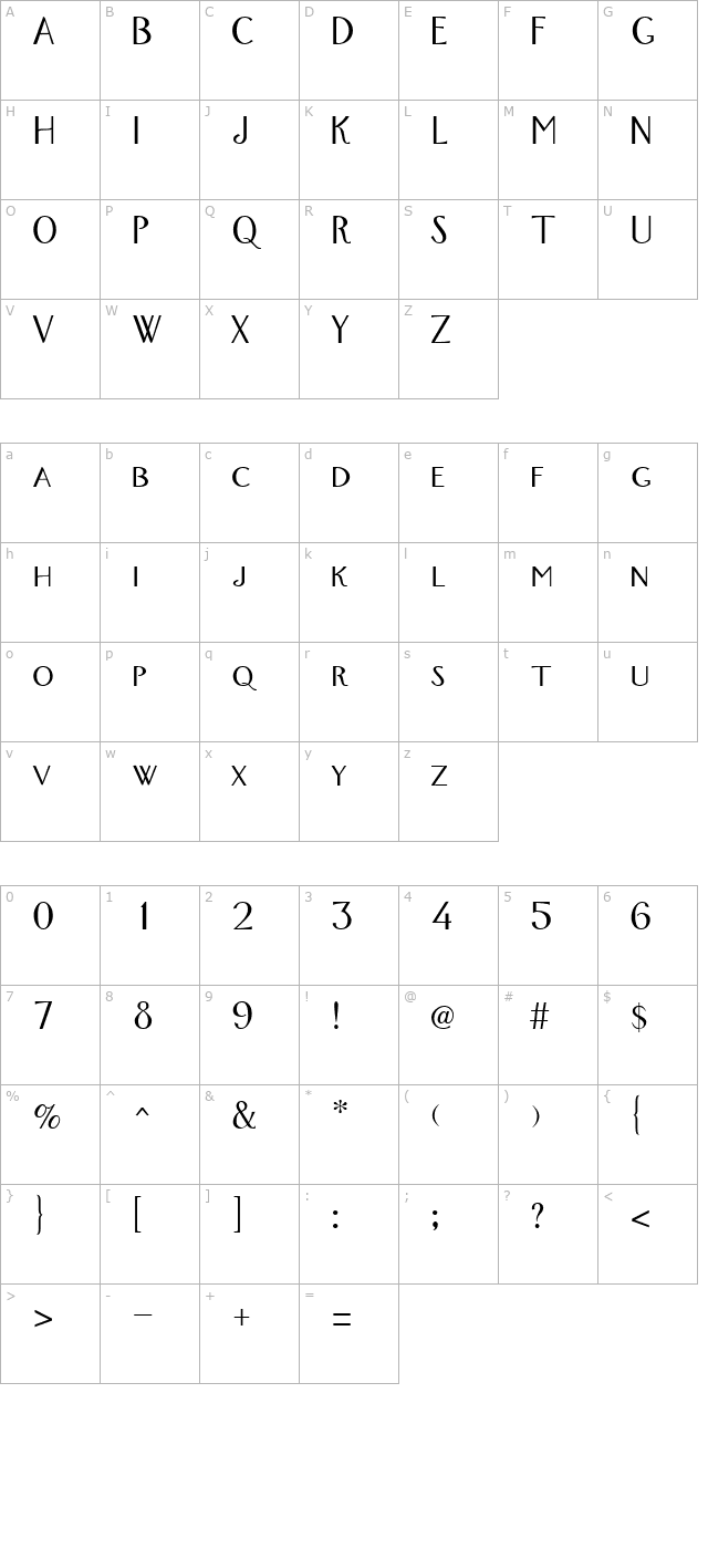 FoxTrot Regular character map