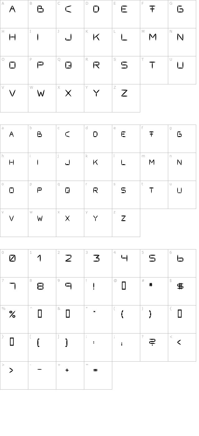 Fracksausen character map