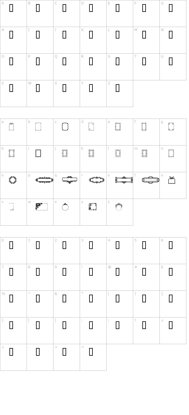 Frames and Headers character map