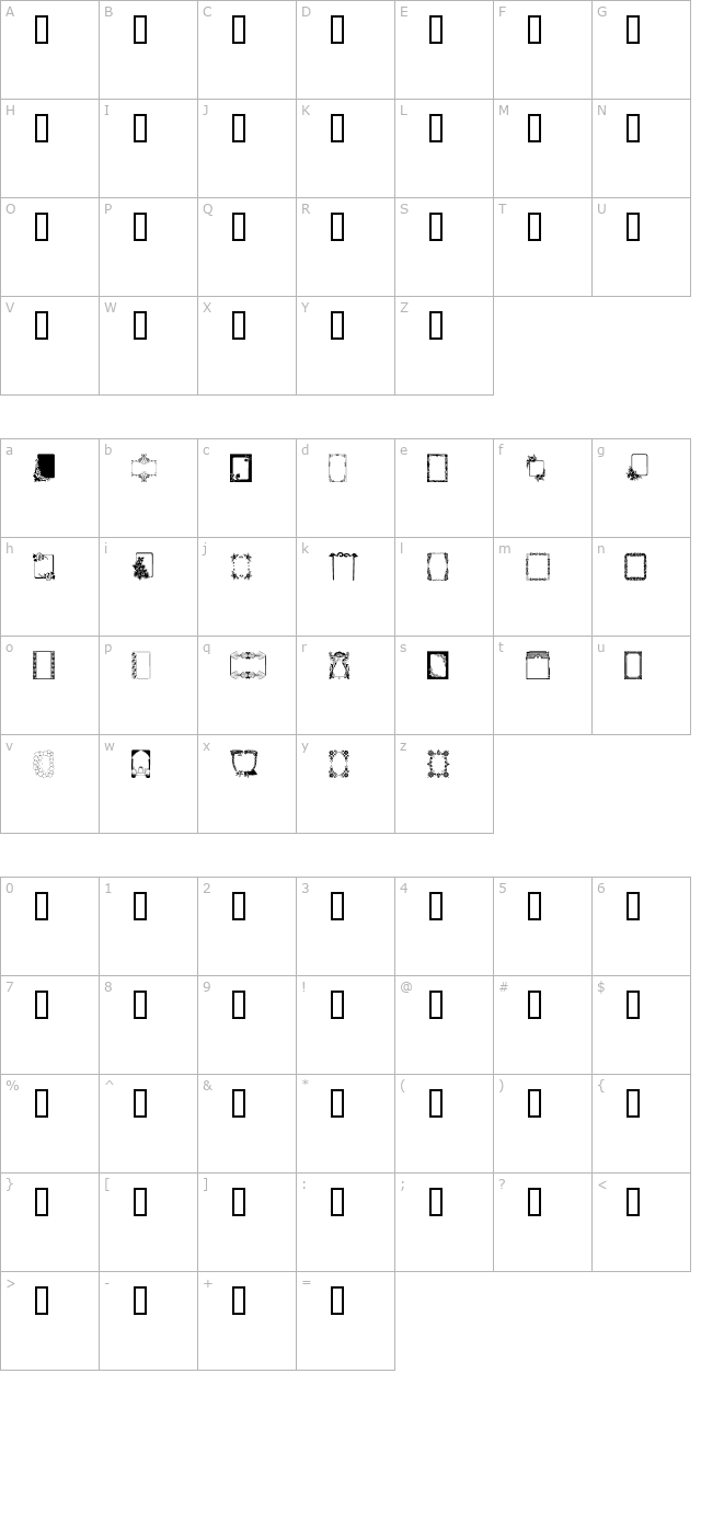 Frames character map