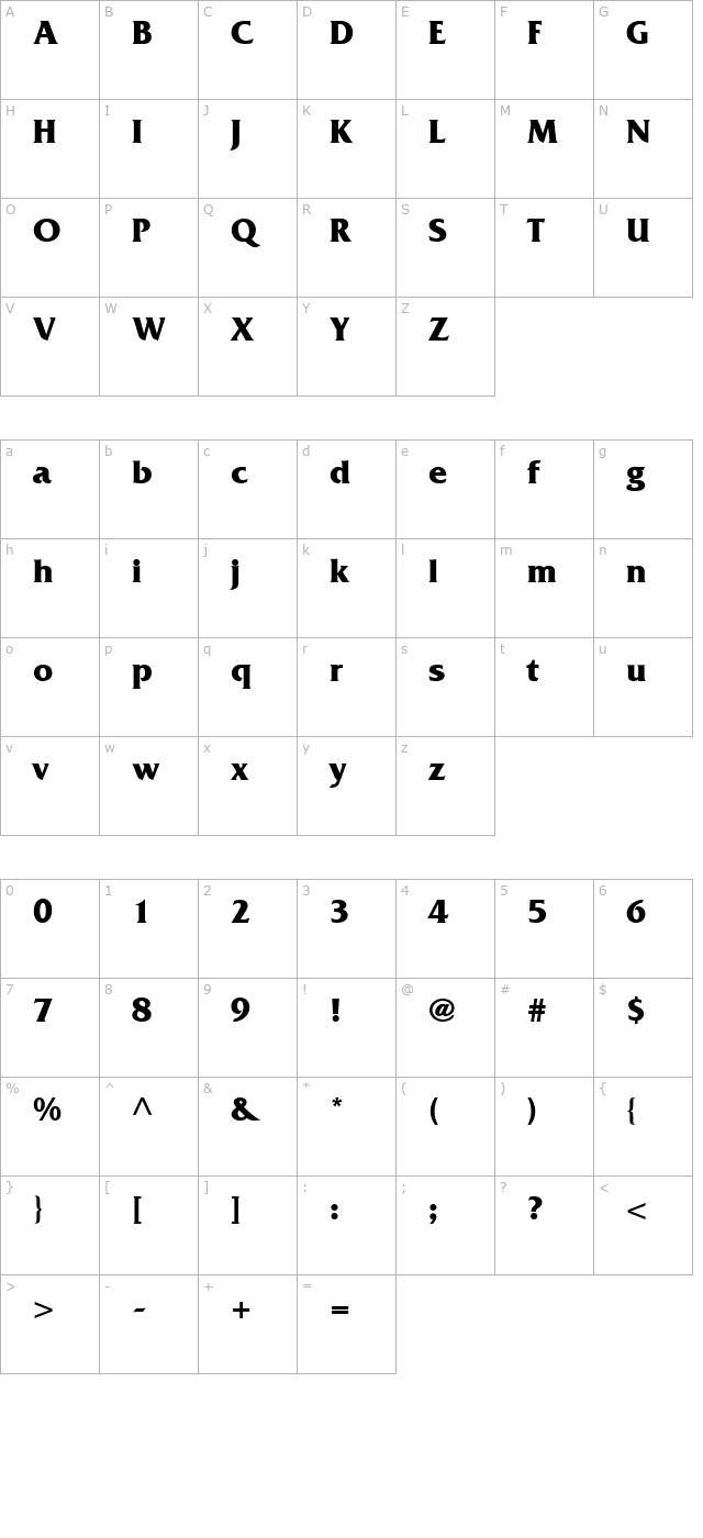 France Bold character map