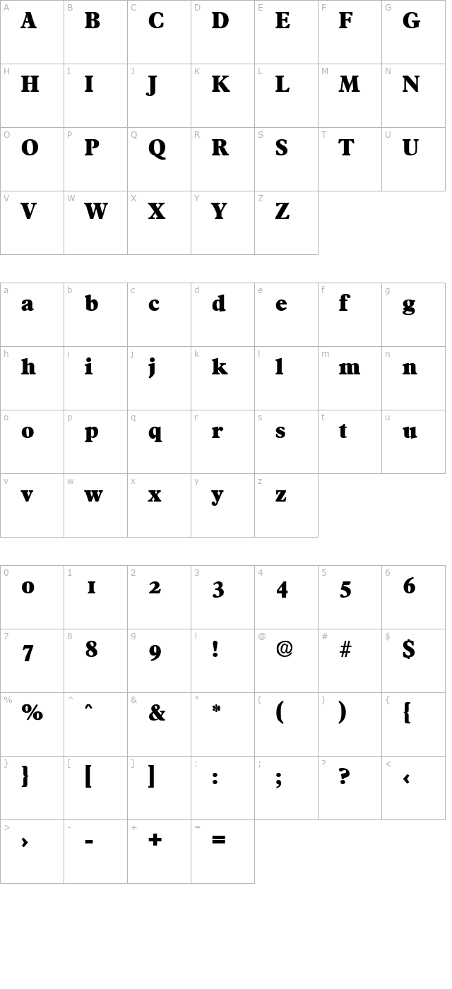 Francisco-ExtraBold character map