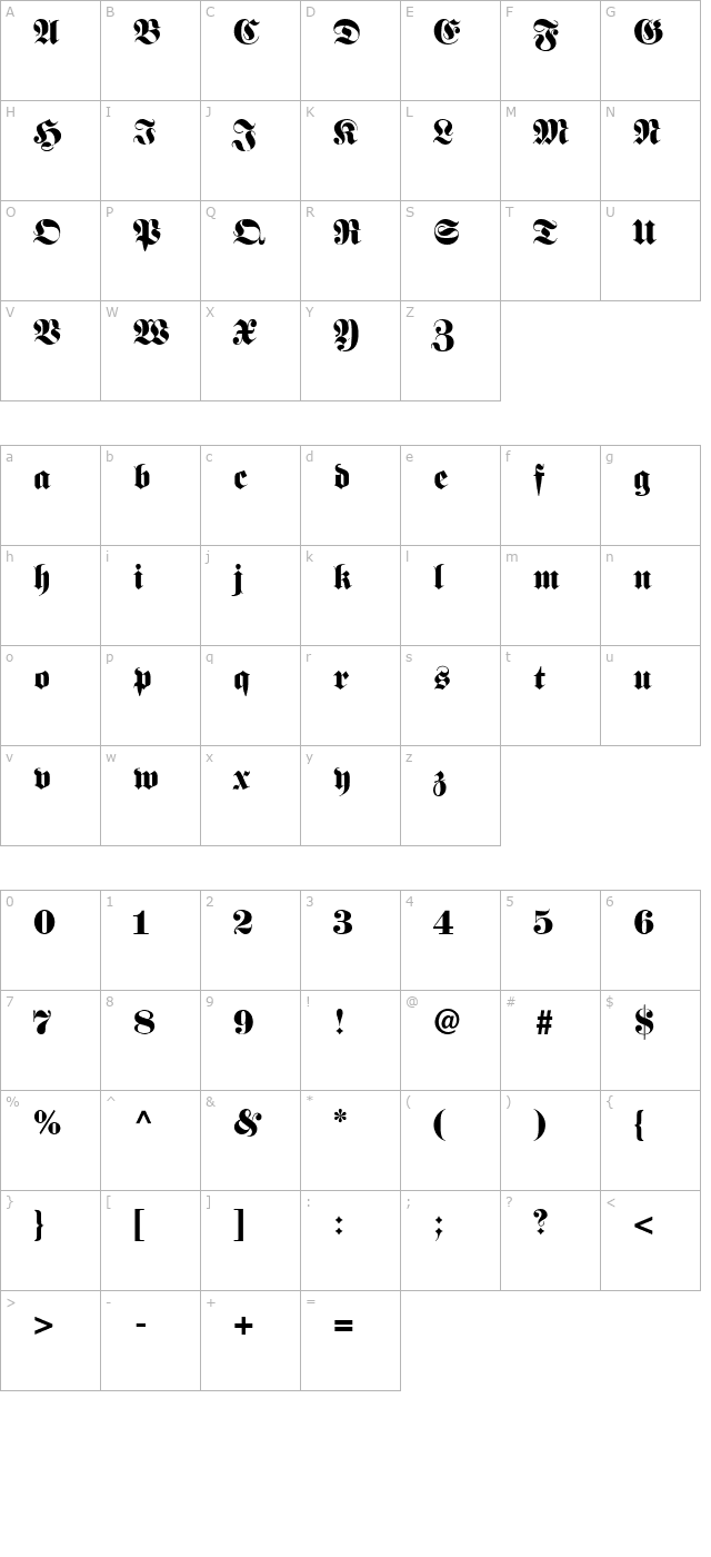 Frank Normal character map