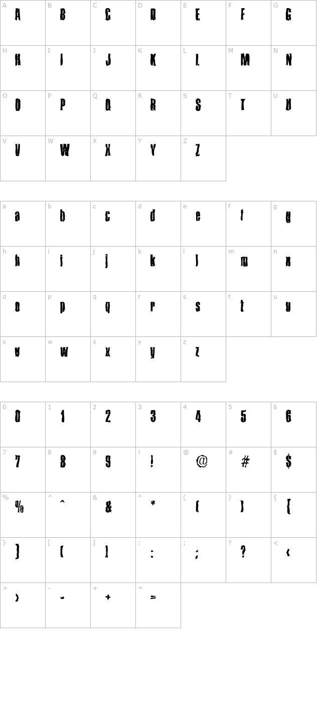 FrankBeckerRandom-Bold character map