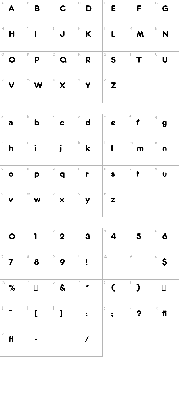 Frankfurter Medium LET Plain character map