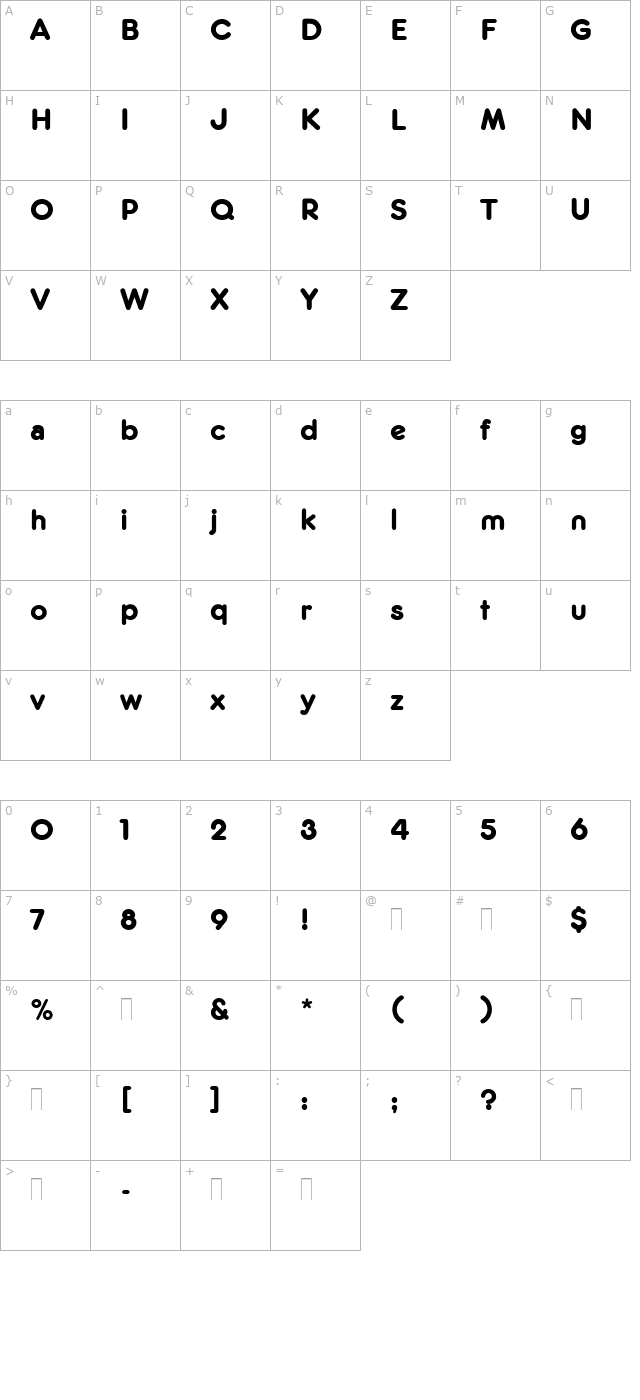 Frankfurter Medium Plain character map