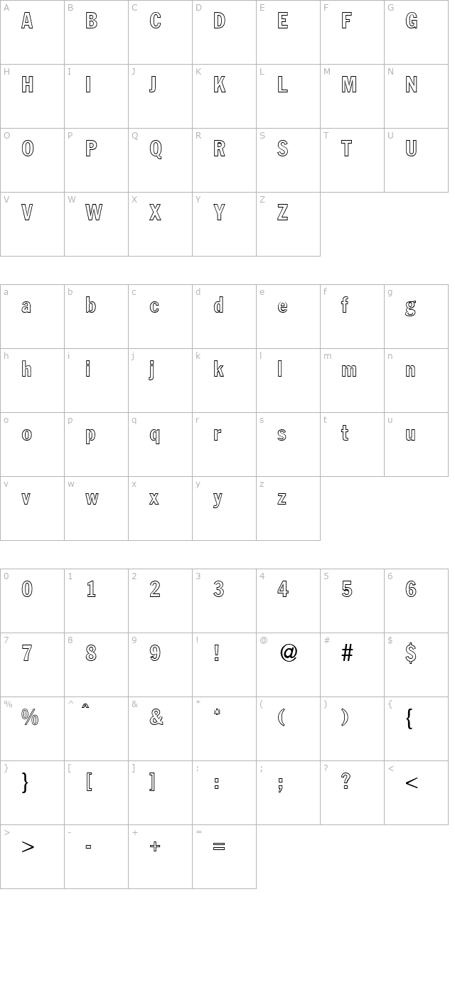 FranklinHeadlineCondOut-Bold character map