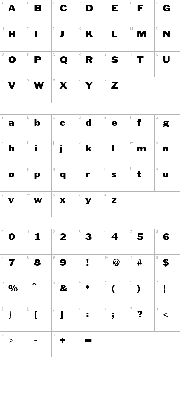 franklinheadlinewide-bold character map