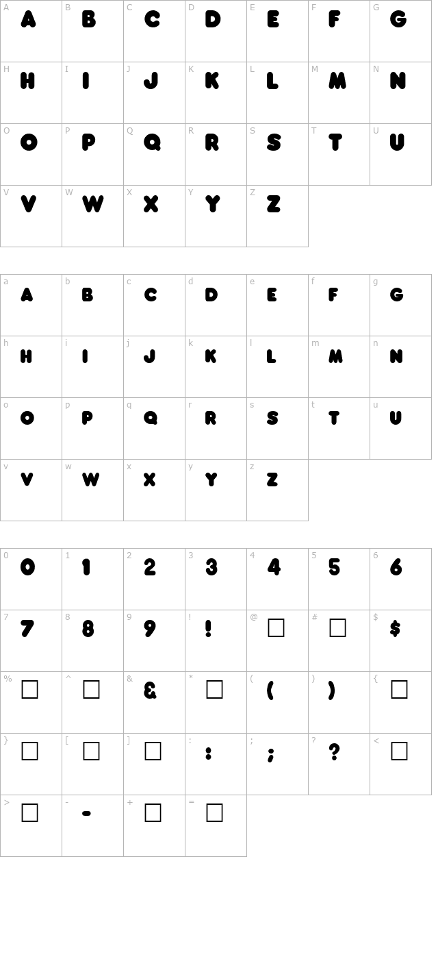 Franks Regular character map