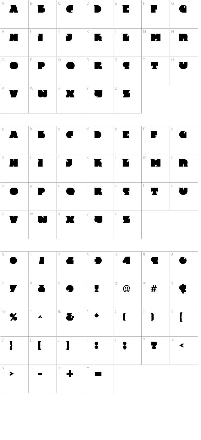 Frantic Regular character map